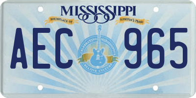 MS license plate AEC965