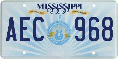 MS license plate AEC968
