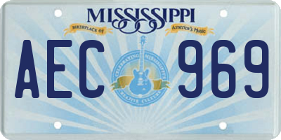 MS license plate AEC969