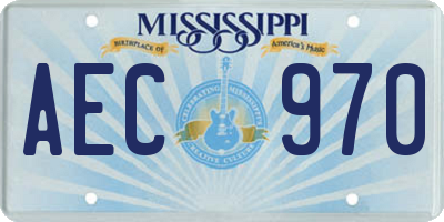 MS license plate AEC970