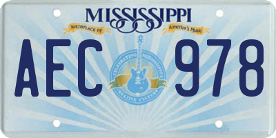 MS license plate AEC978