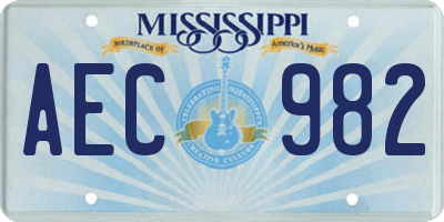MS license plate AEC982