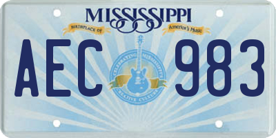 MS license plate AEC983