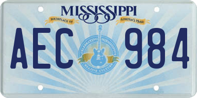 MS license plate AEC984