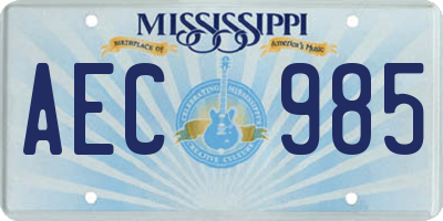 MS license plate AEC985