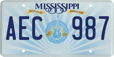 MS license plate AEC987