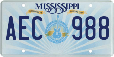 MS license plate AEC988
