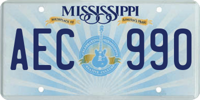 MS license plate AEC990