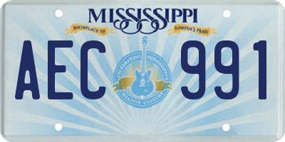 MS license plate AEC991