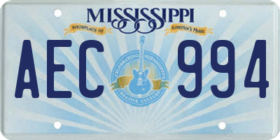 MS license plate AEC994