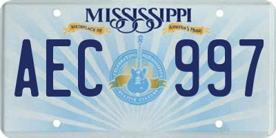 MS license plate AEC997