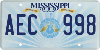 MS license plate AEC998