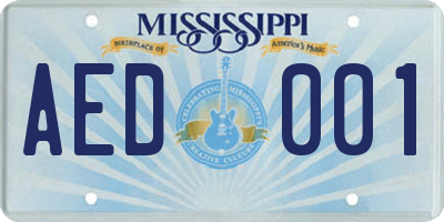 MS license plate AED001