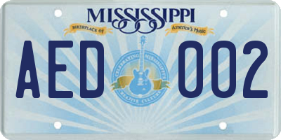 MS license plate AED002