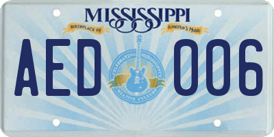 MS license plate AED006
