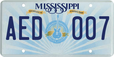 MS license plate AED007