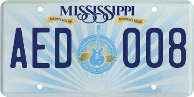 MS license plate AED008