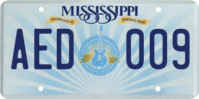 MS license plate AED009