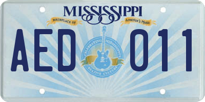 MS license plate AED011