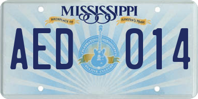 MS license plate AED014