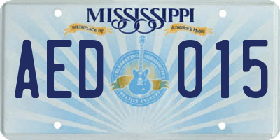 MS license plate AED015