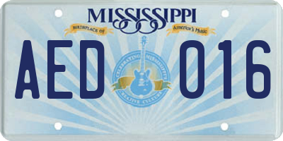 MS license plate AED016