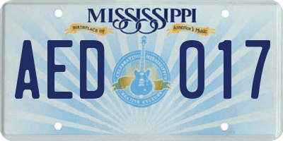 MS license plate AED017