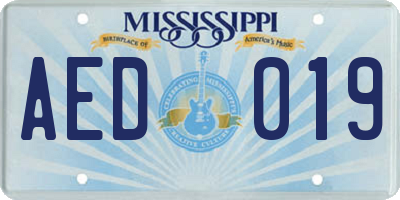 MS license plate AED019