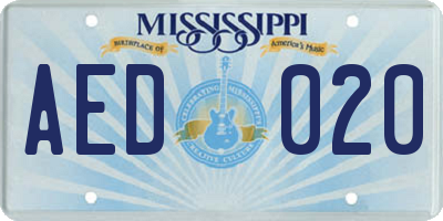 MS license plate AED020