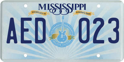 MS license plate AED023