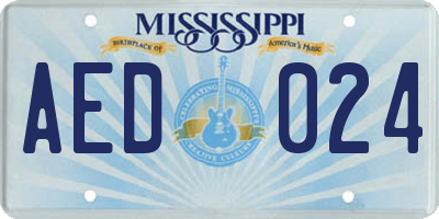 MS license plate AED024