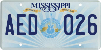 MS license plate AED026