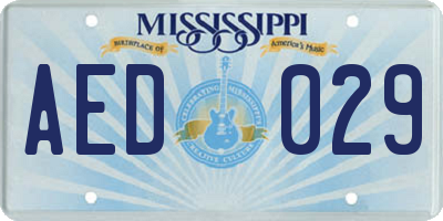 MS license plate AED029