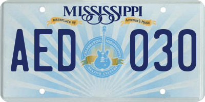 MS license plate AED030