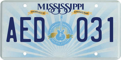 MS license plate AED031
