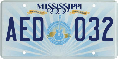 MS license plate AED032