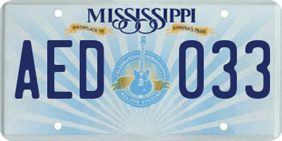 MS license plate AED033