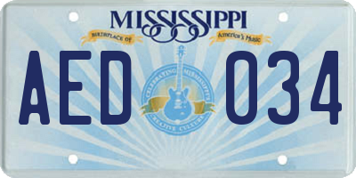MS license plate AED034