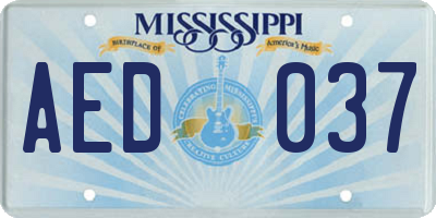 MS license plate AED037