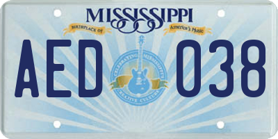 MS license plate AED038