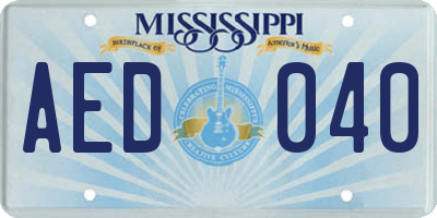 MS license plate AED040