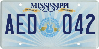 MS license plate AED042