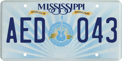 MS license plate AED043