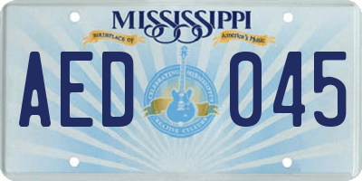 MS license plate AED045