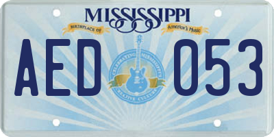 MS license plate AED053