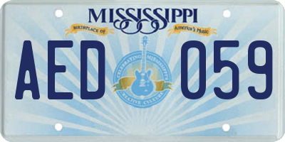 MS license plate AED059
