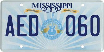 MS license plate AED060