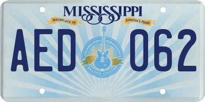 MS license plate AED062
