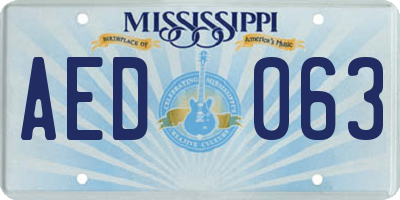 MS license plate AED063