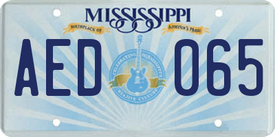 MS license plate AED065